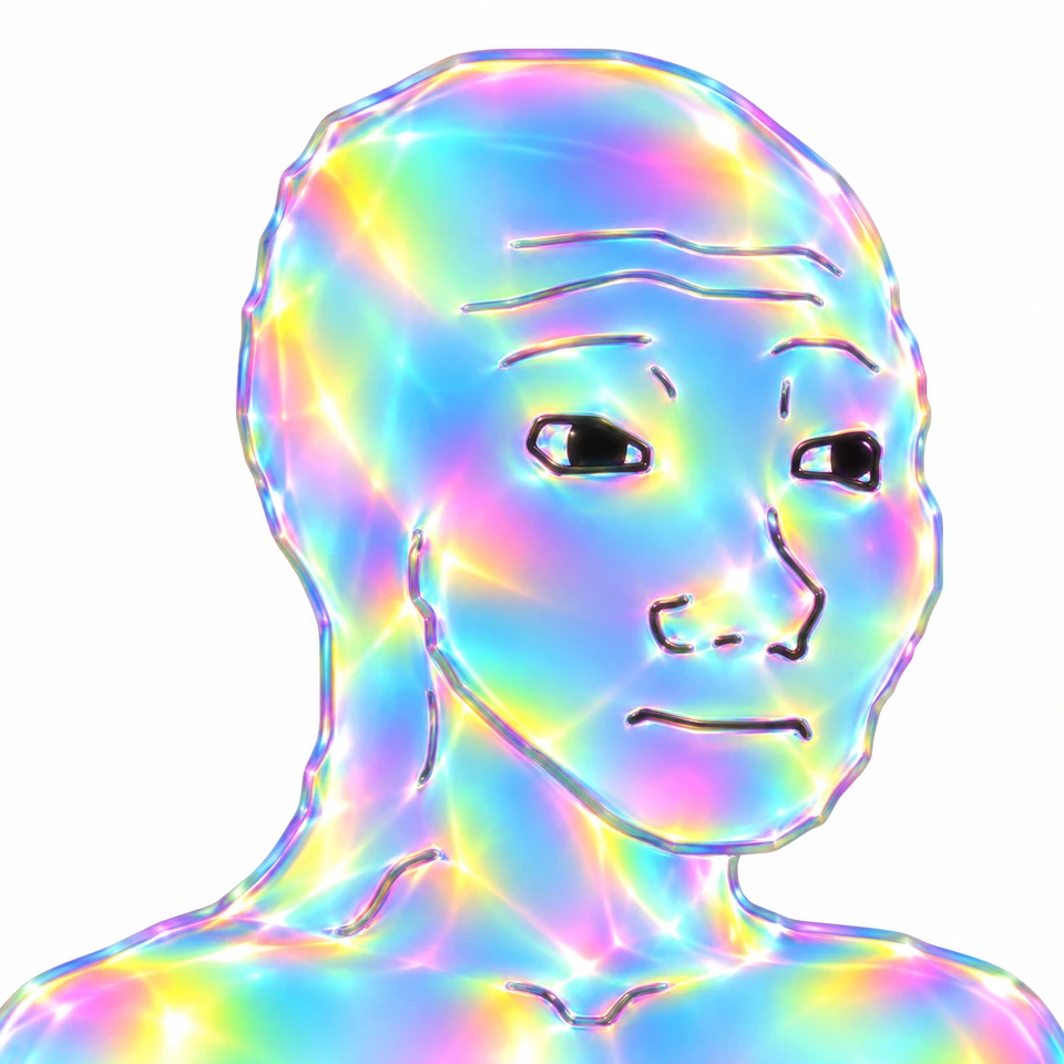 Prism Wojak — a holographic rainbow Wojak